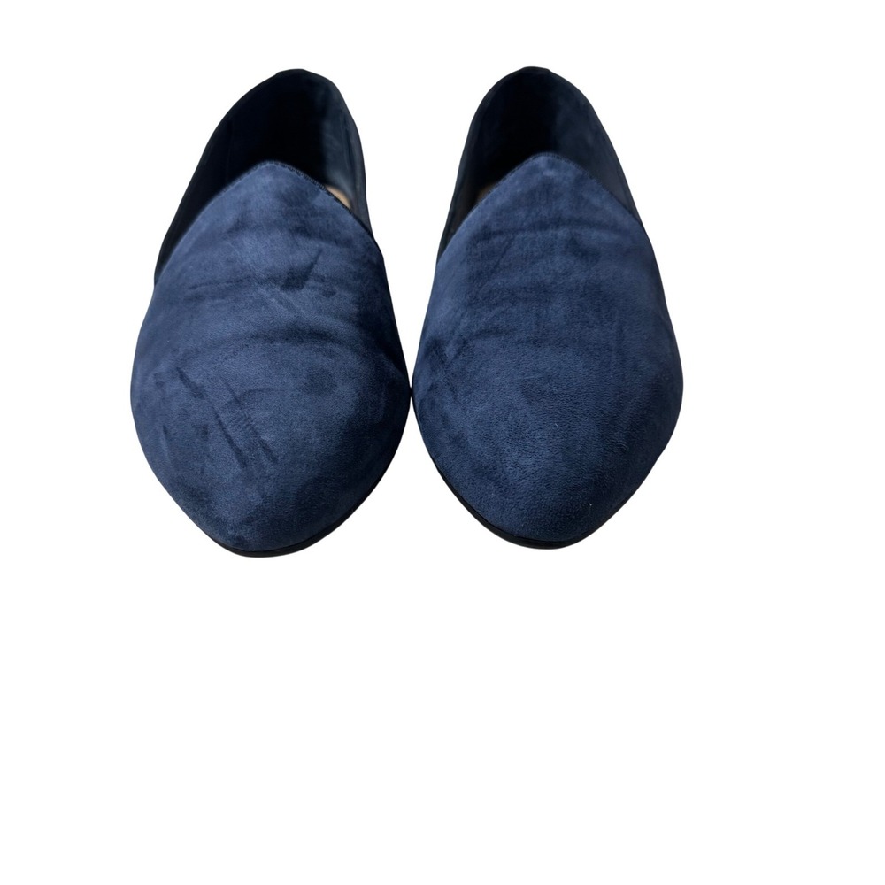 Birdies The Heron Loafers Womens 7 Navy Blue Suede Excellent Pointed Toe Flats - Picture 7 of 12